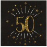 Serviettes en papier noires et or pour anniversaire 50 ans Serviettes en papier noires et or pour anniversaire 50 ans