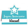 Marque place Joyeux anniversaire bleu en carton