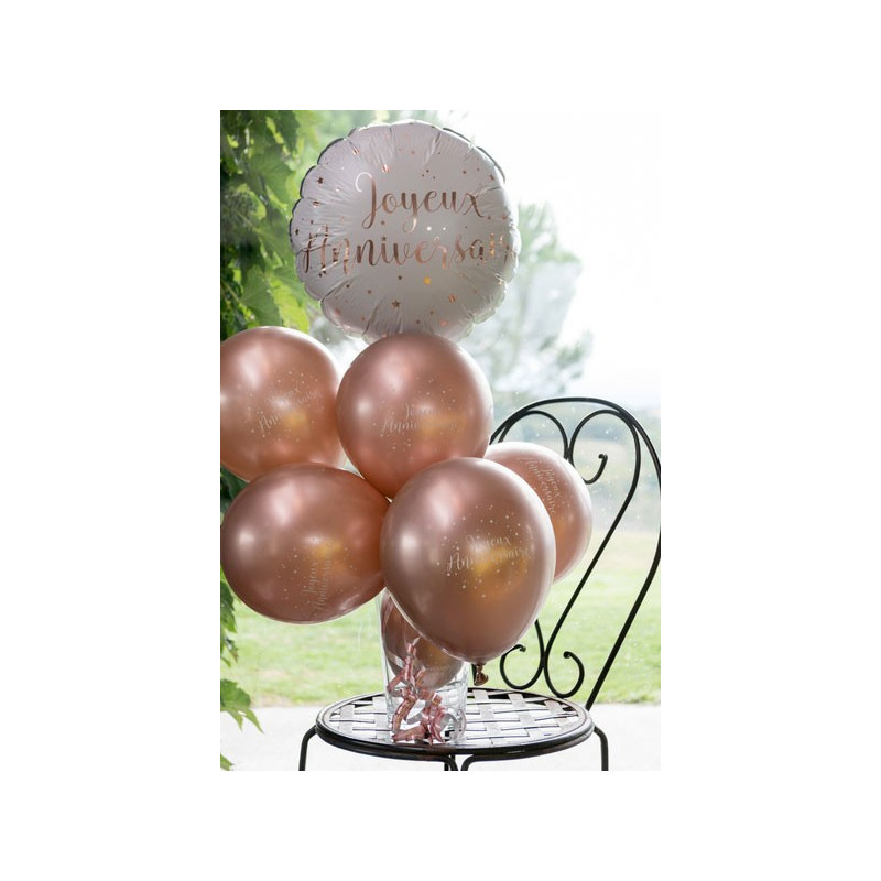 Bouquet de ballons d'anniversaire en aluminium, rosé, paquet de 7