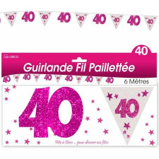 Guirlande 40 ans rose