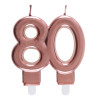 Bougie rose gold pour anniversaire âge 80 ans