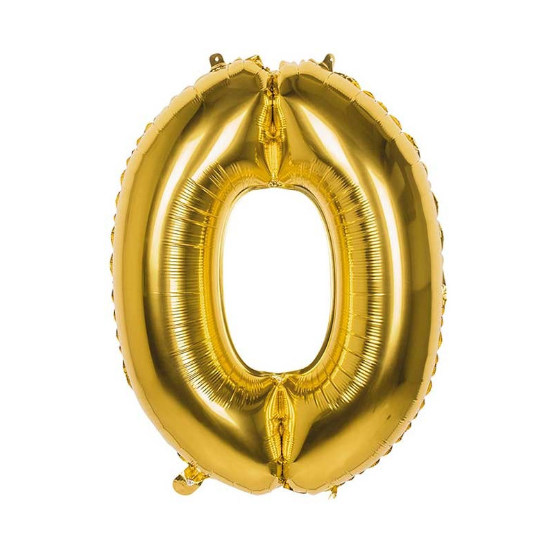 Ballon géant en forme de chiffre 0 couleur or