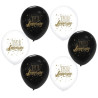 Ballons d'anniversaire noirs blancs et dorés Ballons d'anniversaire noirs blancs et dorés