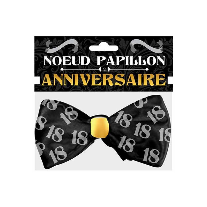 Nœud Papillon 18 ans Noir/Or anniversaire