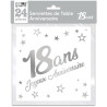 Serviettes en papier anniversaire 18 ans argent et blanc Serviettes en papier anniversaire 18 ans argent et blanc