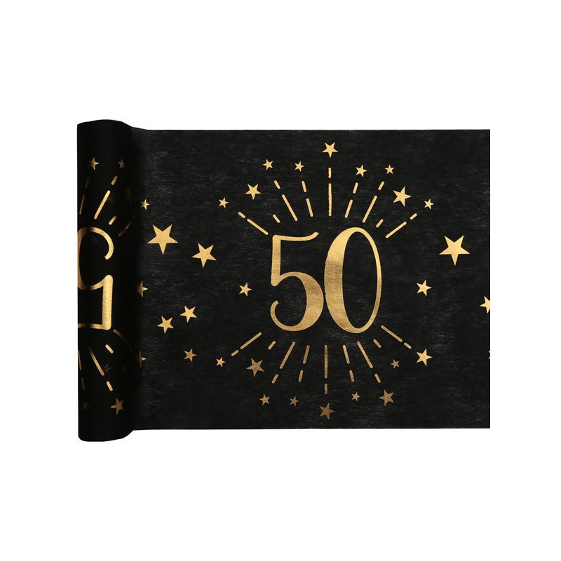 Chemin de table noir or 50 ans anniversaire