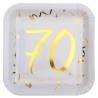 Assiettes en carton anniversaire 70 ans blanc et or Assiettes en carton anniversaire 70 ans blanc et or