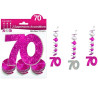 Suspension rose et argent pour anniversaire 70 ans Suspension rose et argent pour anniversaire 70 ans