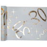 Chemin de table d'anniversaire chic 30 ans blanc et or Chemin de table d'anniversaire chic 30 ans blanc et or