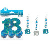 Décorations 18 ans anniversaire bleues et argent