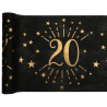 Chemin de table d'anniversaire noir et or 20 ans Chemin de table d'anniversaire noir et or 20 ans
