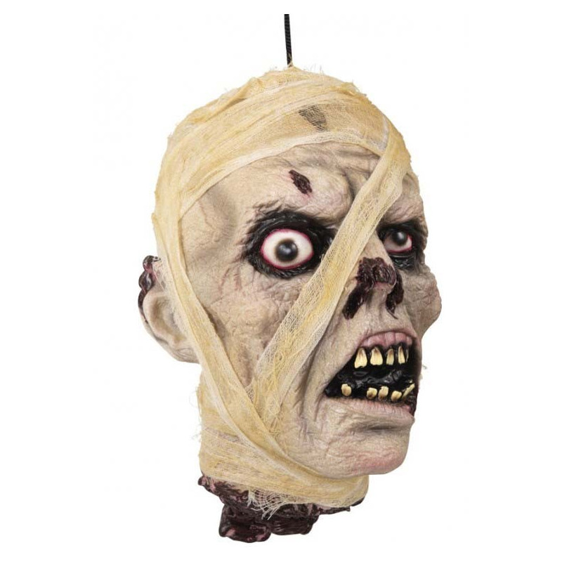 Tête à suspendre de momie zombie pour décorer à Halloween