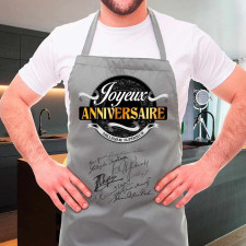 Tablier de cuisine humoristique à signer pour anniversaire