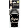 Paquet de 6 gobelets d'anniversaire noires et beiges contenance 25 cl Paquet de 6 gobelets d'anniversaire noires et beiges contenance 25 cl