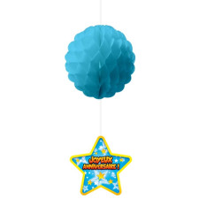 Décoration d'anniversaire à suspendre avec une boule bleue et une étoile