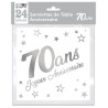 Serviettes d'anniversaire blanches avec écritures argent 70 ans Serviettes d'anniversaire blanches avec écritures argent 70 ans