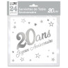 Serviettes d'anniversaire 20 ans en papier blanches et argent Serviettes d'anniversaire 20 ans en papier blanches et argent