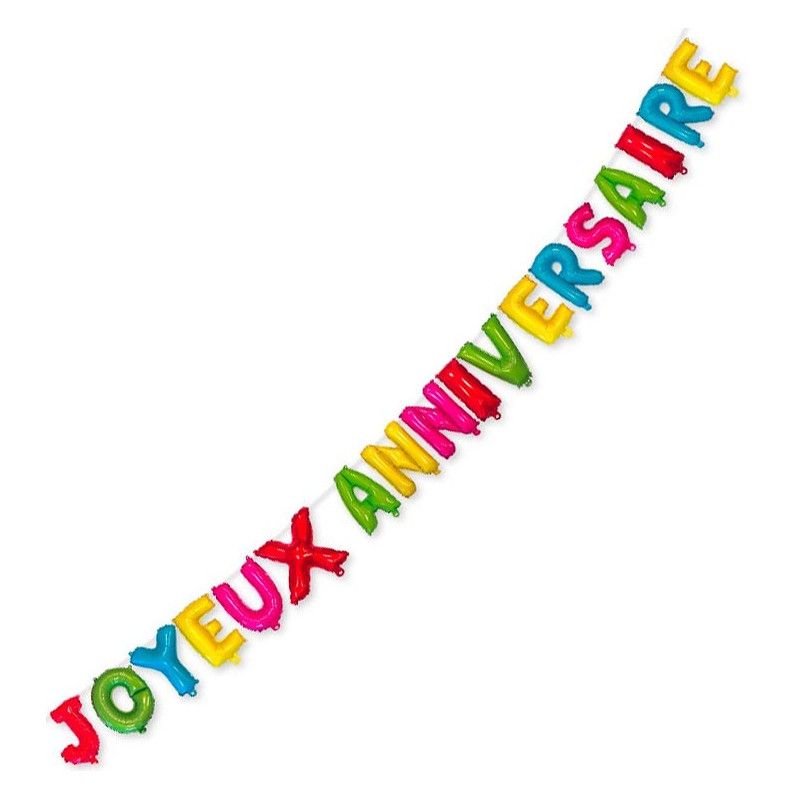Guirlande joyeux anniversaire multicolore en ballons