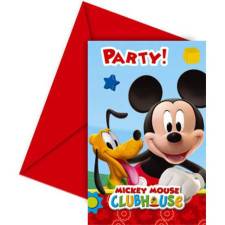 Paquet de 6 cartes invitations d'anniversaire Mickey pour enfant