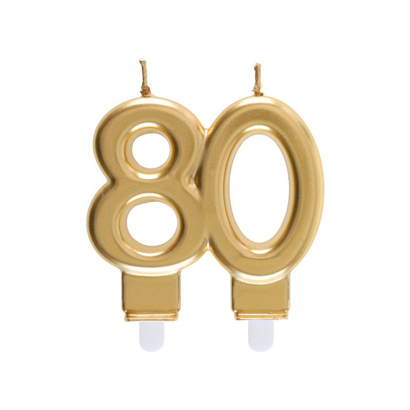 Bougie anniversaire 80 ans couleur or