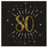 Serviettes 80 ans noir et or pour anniversaire Serviettes 80 ans noir et or pour anniversaire
