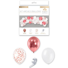 Pack arche à ballons blancs et rose gold pour décoration