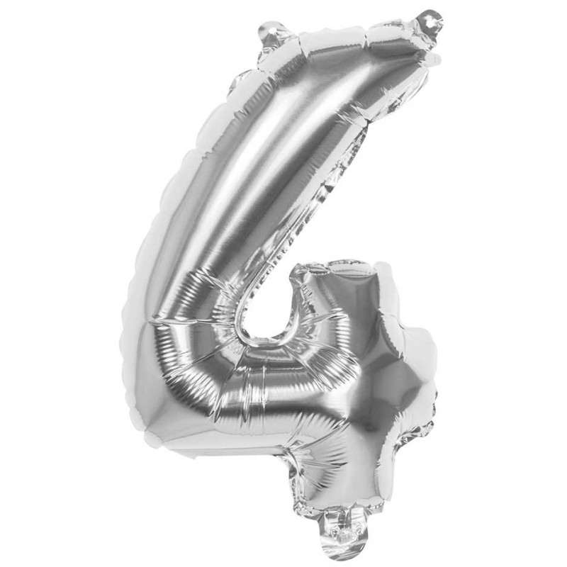 Ballon chiffre 4 argent
