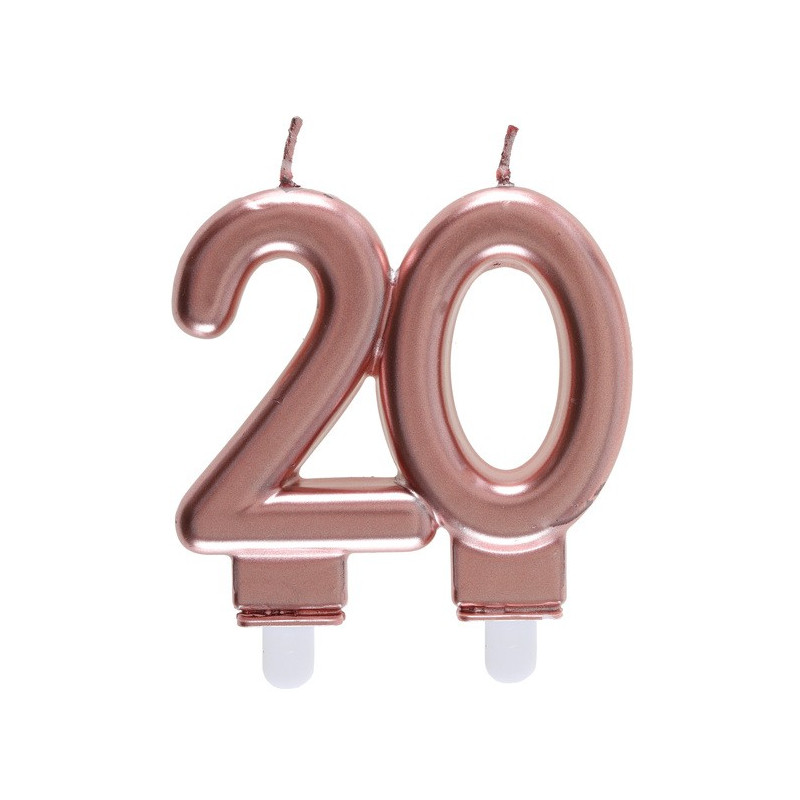 Bougie 20 ans rose gold pour anniversaire