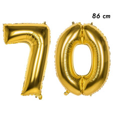 Ballon chiffre 70 ans hélium couleur or pour déco d'anniversaire