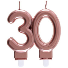 Bougie anniversaire 30 ans rose gold pour décorer le gâteau