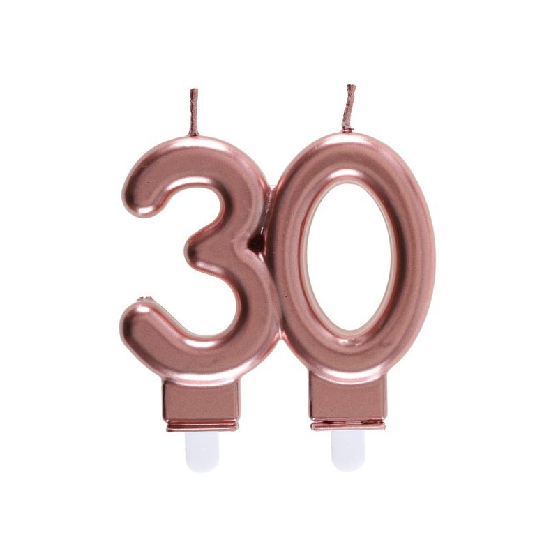 Bougie anniversaire 30 ans rose gold pour décorer le gâteau