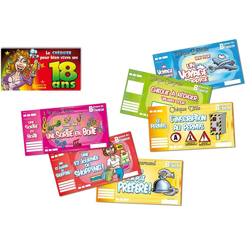 Chéquier 18 ans pour cadeau d'anniversaire femme