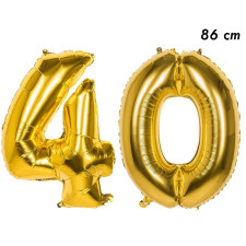 Ballon anniversaire 40 ans dorés en forme de chiffres pour décoration