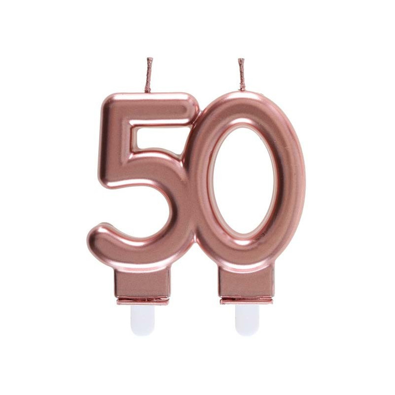 Bougie anniversaire 50 ans rose gold