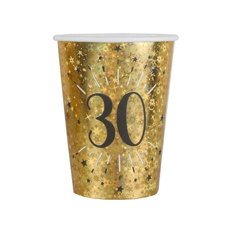 Verres anniversaire 30 ans noir et or