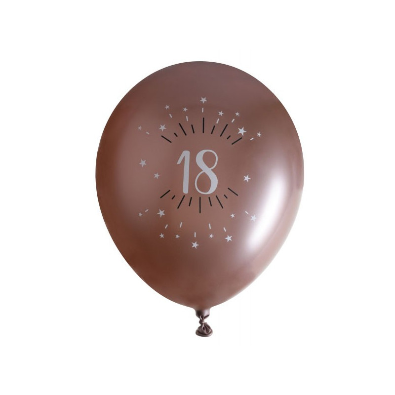 Ballon 18 ans Anniversaire Rose Gold de 30 cm X6
