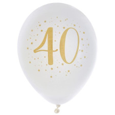 Ballon d'anniversaire 40 ans blanc et or