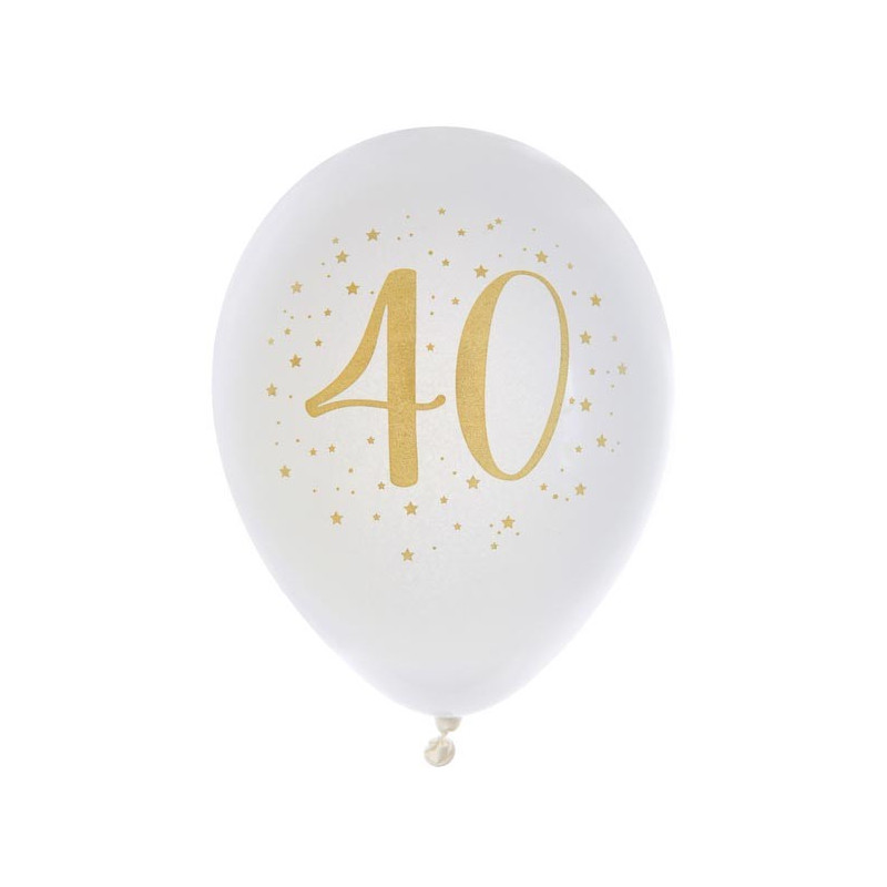 Ballon Blanc/Or 40ans ø45cm : Ballons 40 ans sur Sparklers Club