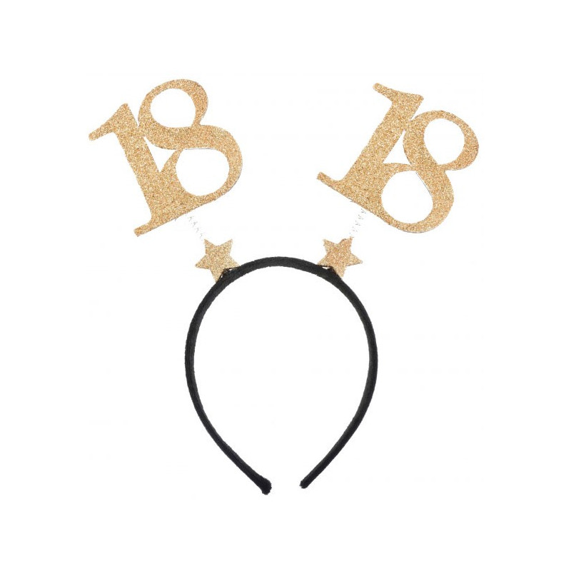 Serre-tête d'anniversaire 18 ans doré