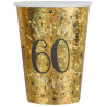 Gobelets 60 ans noir et or anniversaire en carton Gobelets 60 ans noir et or anniversaire en carton