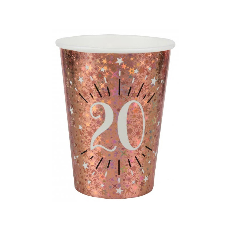 Gobelets en carton rose gold d'anniversaire 20 ans