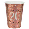 Gobelets en carton rose gold d'anniversaire 20 ans