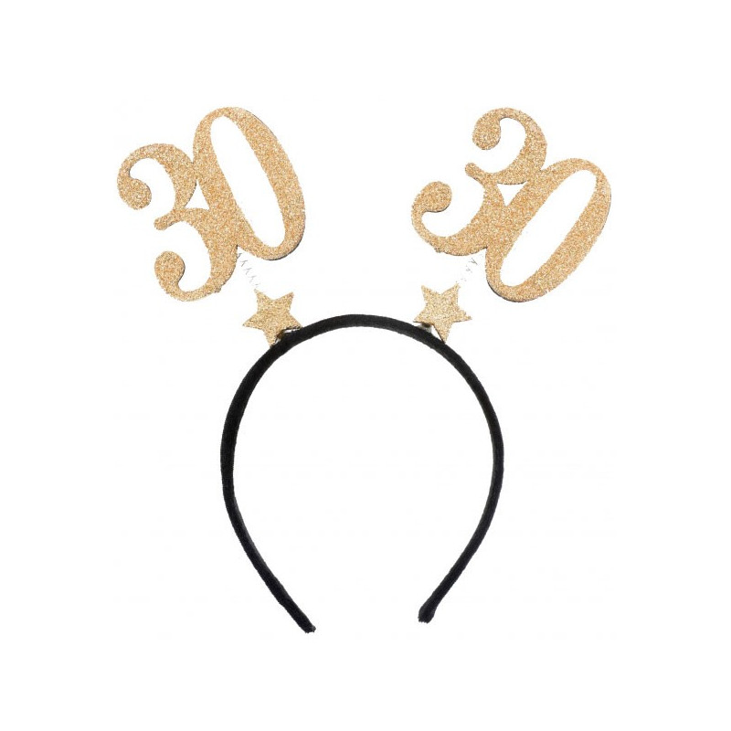 Serre-tête 30 ans anniversaire noir et or