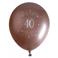 Ballons d'anniversaire 40 ans rose gold en latex gonflage air et hélium