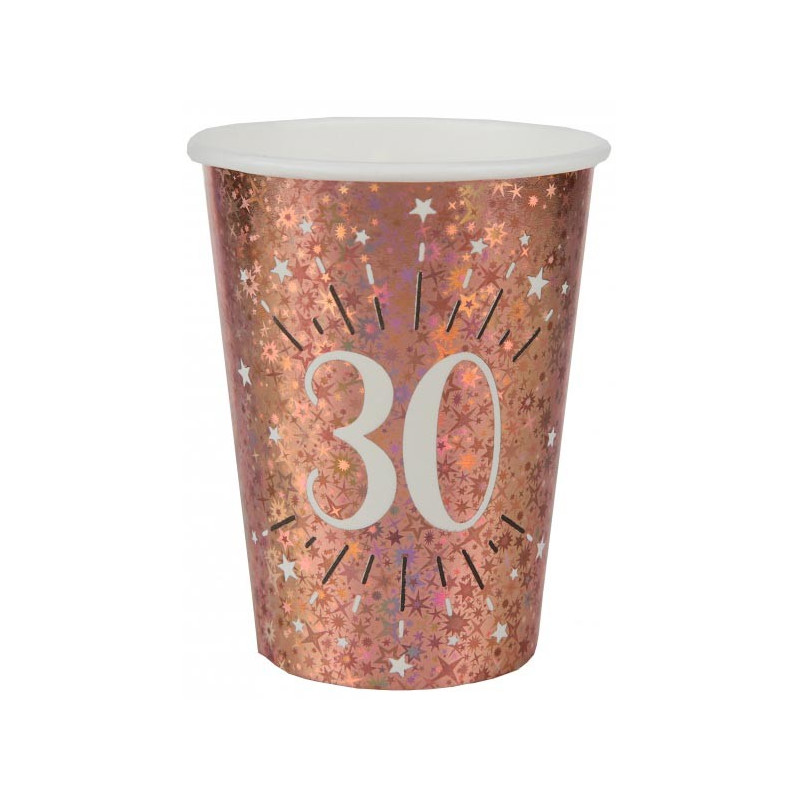 Gobelets anniversaire 30 ans rose gold en carton