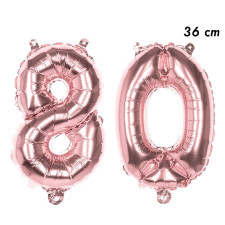 Ballons en forme d'âge 80 ans pour décoration d'anniversaire rose gold