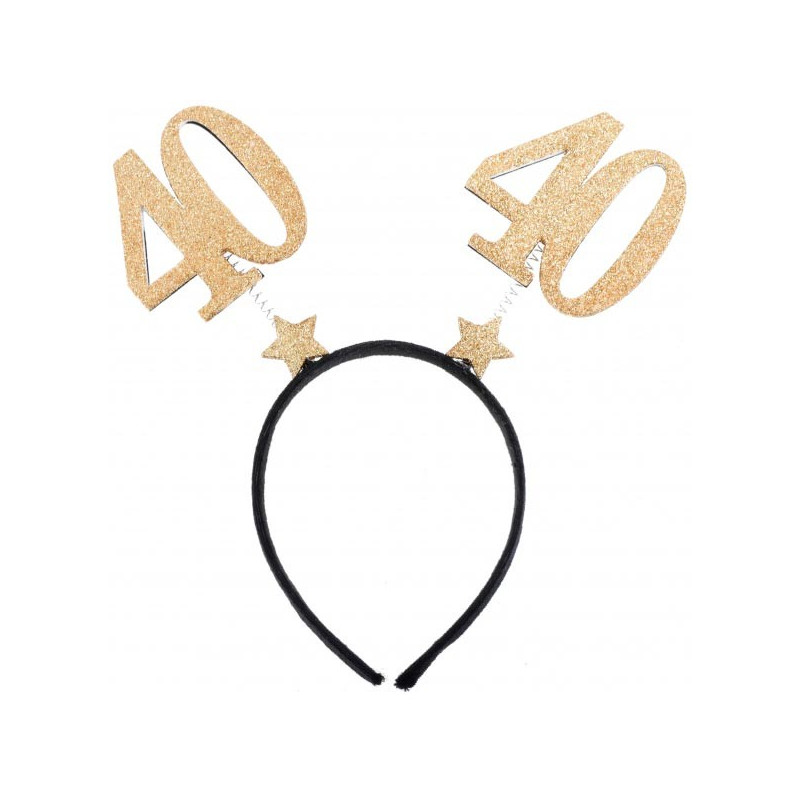 Serre-tête 40 ans or pour anniversaire