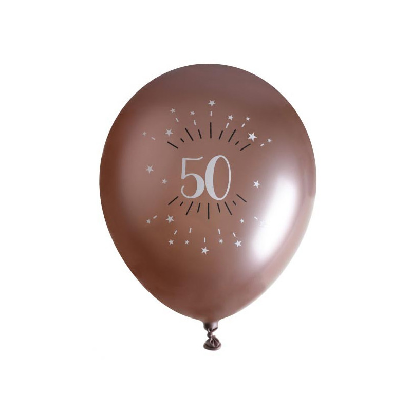 Ballons pour anniversaire 50 ans rose gold air et hélium