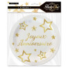 Assiettes d'anniversaire cartonnées blanches et dorées, paquet de 6 pièces Assiettes d'anniversaire cartonnées blanches et dorées, paquet de 6 pièces