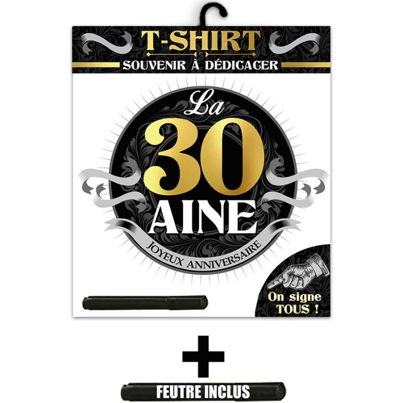 Tshirt / T-Shirt Femme Joyeux Anniversaire pour tes 30 ans idée Cadeau Noir